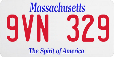 MA license plate 9VN329
