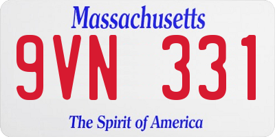 MA license plate 9VN331