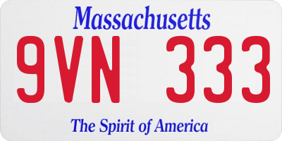 MA license plate 9VN333