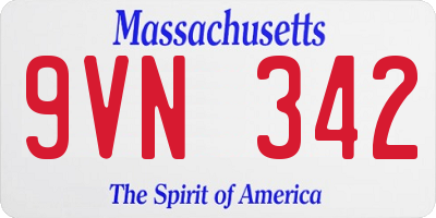 MA license plate 9VN342
