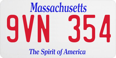 MA license plate 9VN354