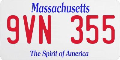 MA license plate 9VN355