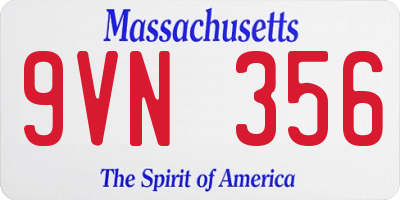 MA license plate 9VN356