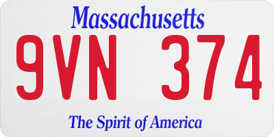 MA license plate 9VN374