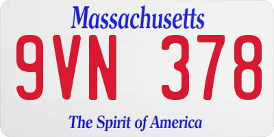 MA license plate 9VN378