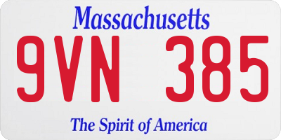MA license plate 9VN385