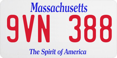MA license plate 9VN388