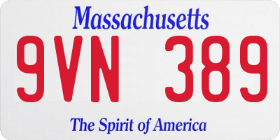 MA license plate 9VN389