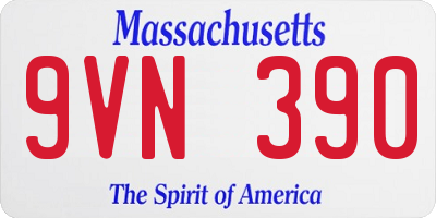 MA license plate 9VN390