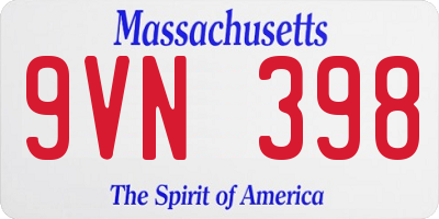 MA license plate 9VN398