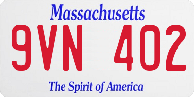 MA license plate 9VN402