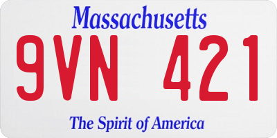 MA license plate 9VN421