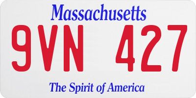 MA license plate 9VN427