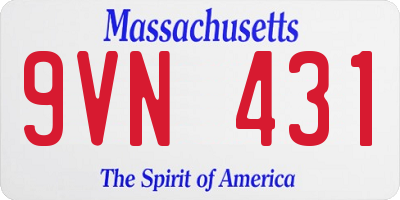 MA license plate 9VN431