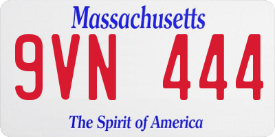 MA license plate 9VN444