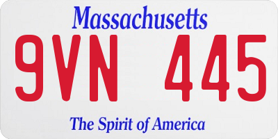 MA license plate 9VN445