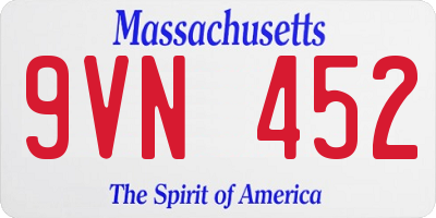 MA license plate 9VN452
