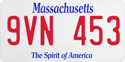 MA license plate 9VN453