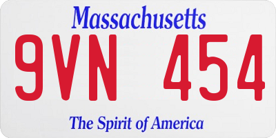 MA license plate 9VN454