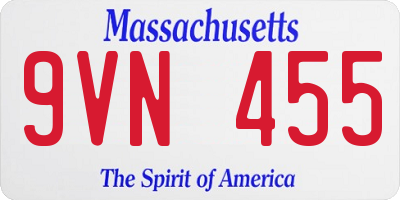 MA license plate 9VN455