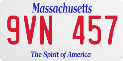MA license plate 9VN457