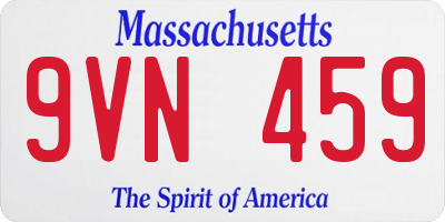 MA license plate 9VN459