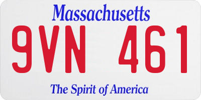 MA license plate 9VN461