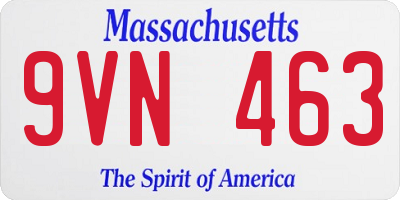 MA license plate 9VN463