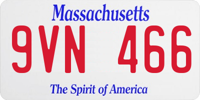 MA license plate 9VN466
