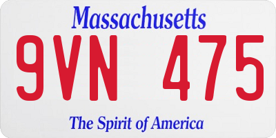 MA license plate 9VN475