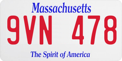 MA license plate 9VN478