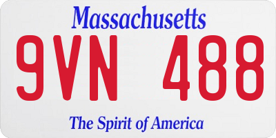 MA license plate 9VN488