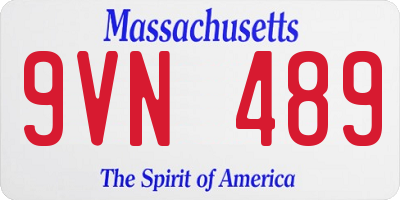 MA license plate 9VN489
