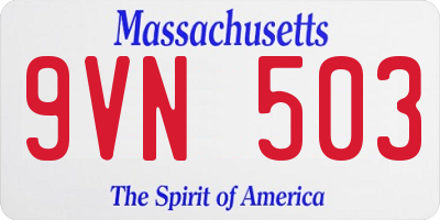 MA license plate 9VN503