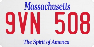 MA license plate 9VN508