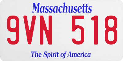 MA license plate 9VN518