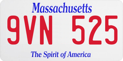 MA license plate 9VN525