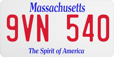 MA license plate 9VN540