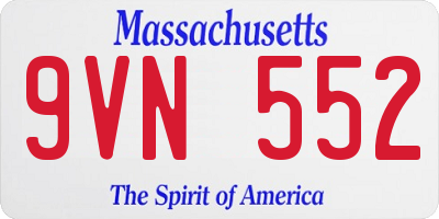 MA license plate 9VN552
