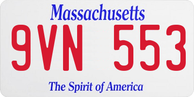 MA license plate 9VN553