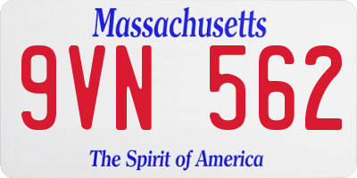 MA license plate 9VN562