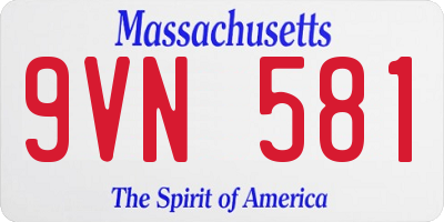 MA license plate 9VN581