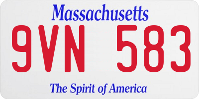 MA license plate 9VN583