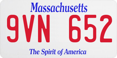 MA license plate 9VN652