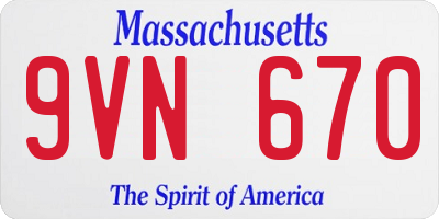 MA license plate 9VN670