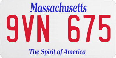 MA license plate 9VN675