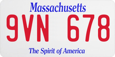 MA license plate 9VN678