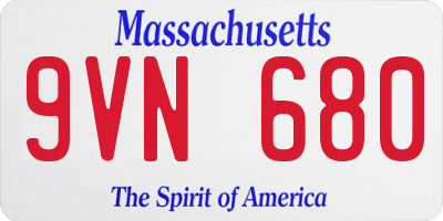 MA license plate 9VN680