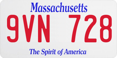 MA license plate 9VN728
