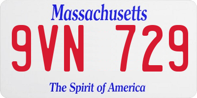 MA license plate 9VN729